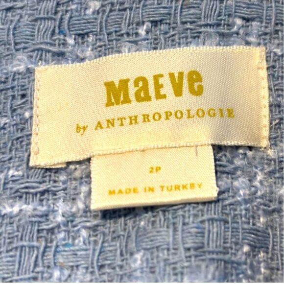NWOT Maeve by ANTHROPOLOGIE Button Shirt Dress Tweed Light Blue Lined 2 Petite - Picture 12 of 12